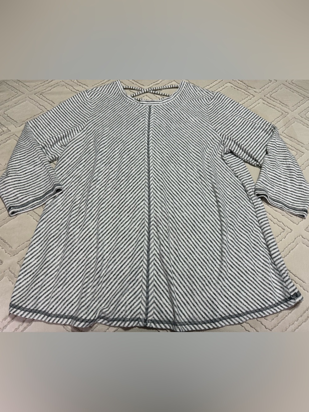 Cato Black and White Striped Swing Blouse